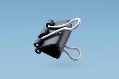 3d Vector Black paper clip, Fastener document sheets clip. Stock Illustration