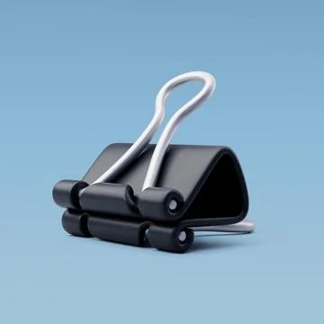 3d Vector Black paper clip, Fastener document sheets clip. Stock Illustration