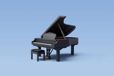 3d Vector Black shiny grand piano, Music and Instrument concept. Stock Illustration