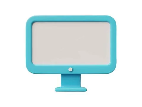 3D vector of blank computer blue monitor screen, isolated illustration. Stock Illustration