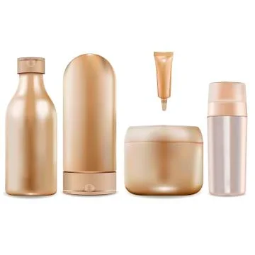 3d vector bottle set. Bottles for shampoo Stock Illustration