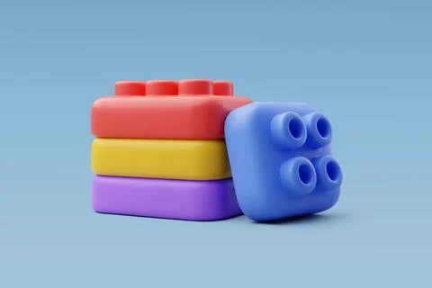 3d Vector Brick block toys, Advertising poster, Education and school. Stock Illustration