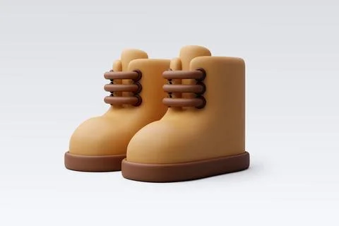 3d Vector Brown autumn boots, Hello autumn concept. Stock Illustration