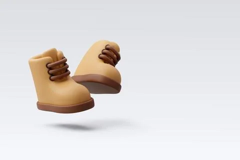3d Vector Brown autumn boots, Hello autumn concept. Stock Illustration