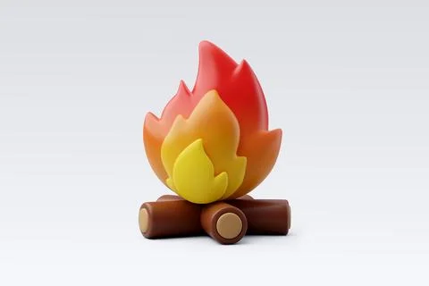 3d Vector Campfire, Fire flame, camping, Hello autumn concept. Stock Illustration
