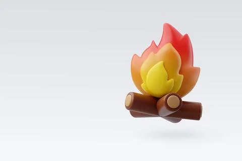 3d Vector Campfire, Fire flame, camping, Hello autumn concept. Stock Illustration