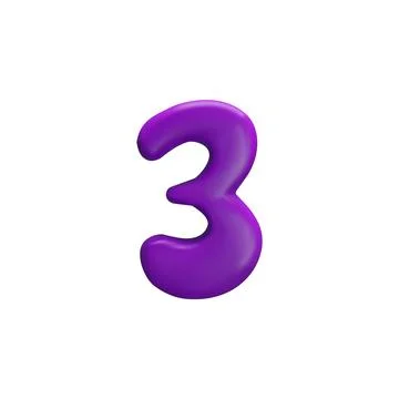 3D vector cartoon figure 3 made of purple plasticine on a white background. Stock Illustration