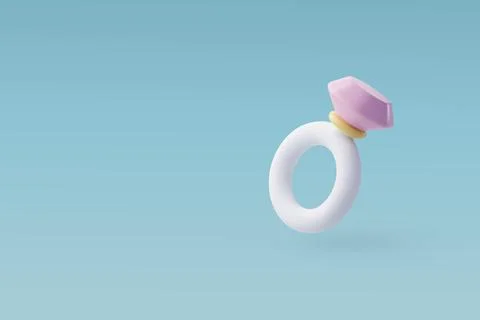 3d Vector Cartoon Ring. Anniversary, Valentine's Day Concept. Stock Illustration