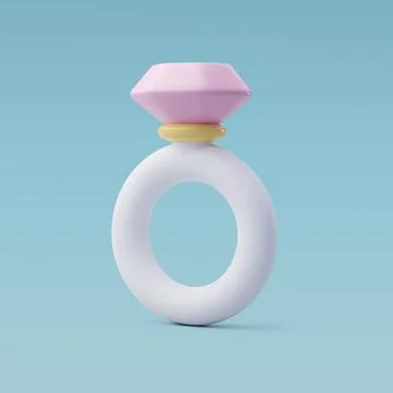 3d Vector Cartoon Ring. Anniversary, Valentine's Day Concept. Stock Illustration