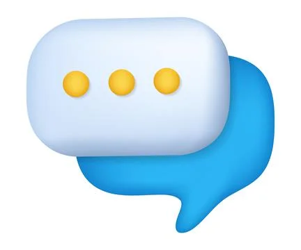 3D vector chat bubble icon with speech balloons and yellow typing dots Stock Illustration