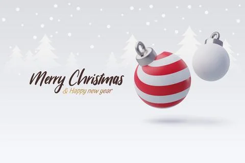 3d Vector Christmas balls, Merry Christmas or New Year greeting concept. Stock Illustration