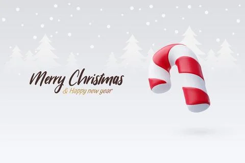 3d Vector Christmas candy cane, Merry Christmas or New Year greeting concept. Stock Illustration