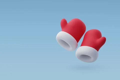 3d Vector Christmas gloves mitten, Merry Christmas and Happy new year concept Stock Illustration