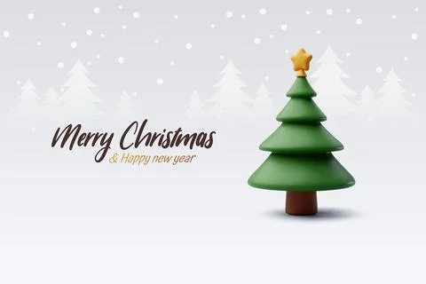 3d Vector Christmas tree, Merry Christmas and New Year greeting concept. Stock Illustration