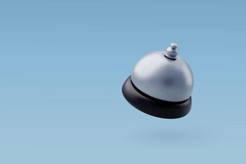 3d Vector Chrome Reception bell, Hotel reception and room service banner. Stock Illustration