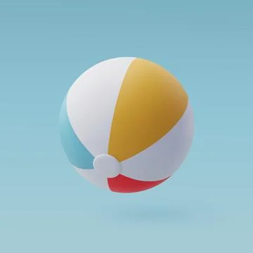3d Vector Colorful Beach Ball, Summer Journey, Time to Travel Concept. Stock Illustration
