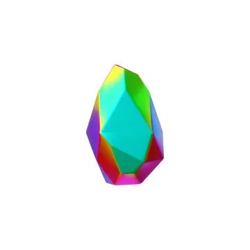 3D vector of colorful crystal. Diamond with rainbow surface. Stock Illustration