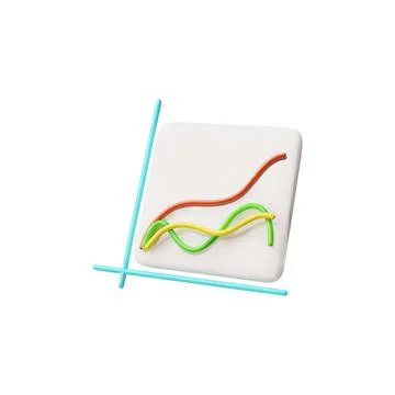 3D Vector Colorful Line Graph for Financial Analysis. Stock Illustration