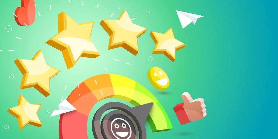 3D Vector Conceptual Illustration of Customer Satisfaction Survey. Stock Illustration