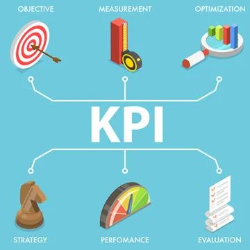 3D Vector Conceptual Illustration of KPI - Key Performance Indicator. Stock Illustration