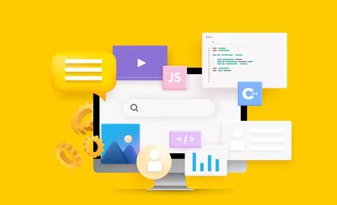 3D Vector Conceptual Illustration of Web Cookie Tracking. search screen for text Stock Illustration