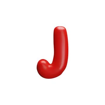 A 3d vector consonant letter "J" made of glossy red plasticine on a white Stock Illustration