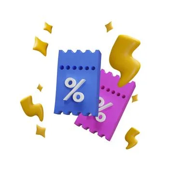 3D vector of coupon with a discount voucher on a background of stars and Stock Illustration