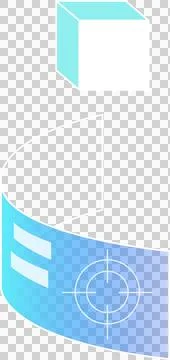 3D vector cube is hovering above gradient ribbon, showing target icon on Stock Illustration