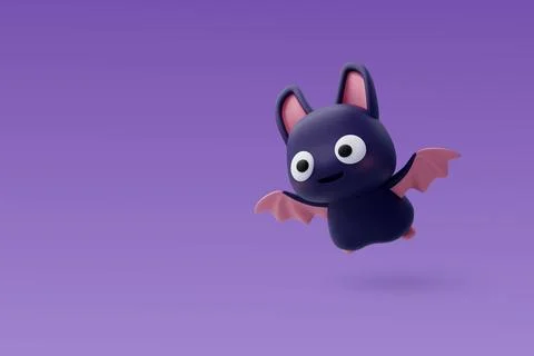 3d Vector Cute flying bat, Halloween holiday concept. Stock Illustration