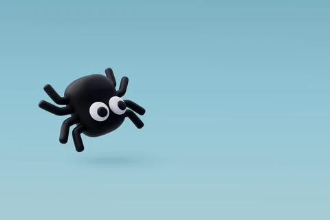 3d Vector Cute Spider, Halloween holiday concept. Stock Illustration