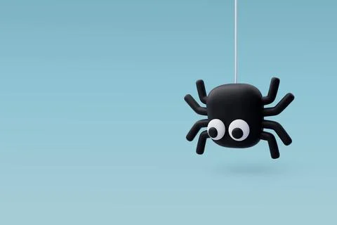 3d Vector Cute Spider, Halloween holiday concept. Stock Illustration