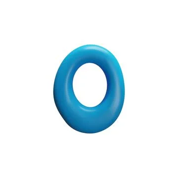 3D vector digit 0, made of blue plasticine for learning math on a white Illustrazione stock