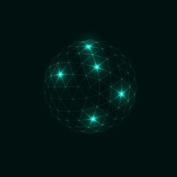 3d vector digital wireframe spherical objects Stock Illustration