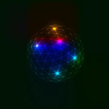 3d vector digital wireframe spherical objects 스톡 일러스트