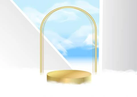 3d vector display, abstract background with blue sky inside the window. Illustrazione stock