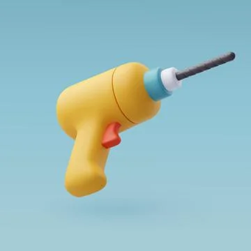 3d Vector Drill and Screw Driver Gun, Drilling Machine Icon for Web Design. Stock Illustration