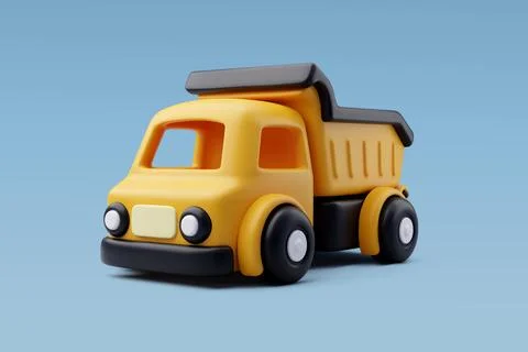 3d Vector Dump truck, Kid toy, Advertisement toy concept. Stock Illustration