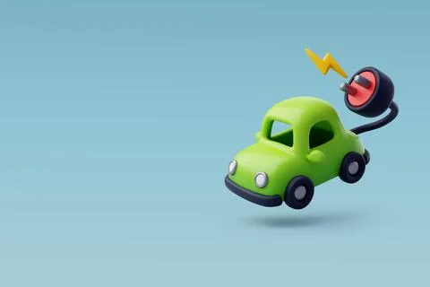 3d Vector Electric Car Charging, Green Energy, Clean Energy. Stock Illustration