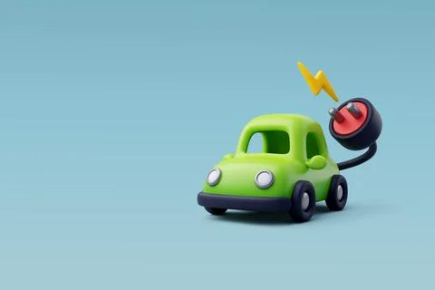 3d Vector Electric Car Charging, Green Energy, Clean Energy. Stock Illustration
