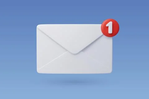 3d Vector Electronic mail with one massage, New message concept. Stock Illustration