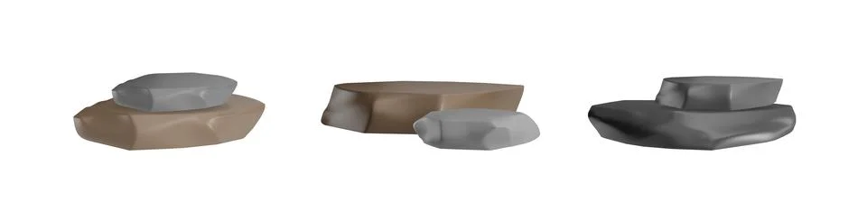 3d vector elements depicting a set of black and brown stones on a white Stock Illustration