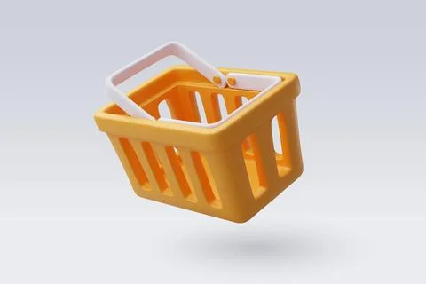 3d Vector Empty Shopping Cart, Shopping icon. Stock Illustration