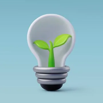 3d Vector Energy Saving Light Bulb, Green Energy, Clean Energy. Stock Illustration