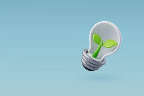 3d Vector Energy Saving Light Bulb, Green Energy, Clean Energy. Stock Illustration