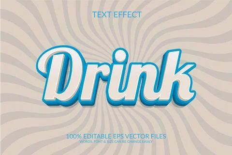 3d vector eps drink text effect illustration design. Stock Illustration