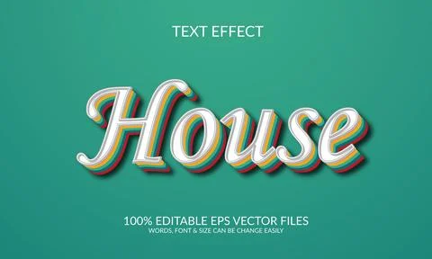 3d vector eps house text effect illustration design. Ilustración de archivo