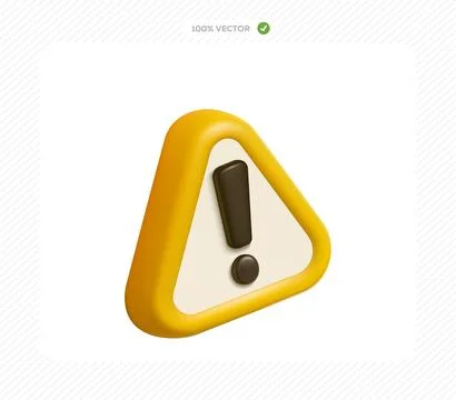 3D vector exclamation mark triangle symbol Illustrazione stock