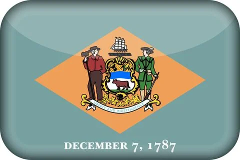 3D Vector Flag of Delaware, USA, Isolated on Transparent Background Stock Illustration