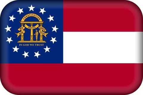 3D Vector Flag of Georgia, USA, Isolated on Transparent Background Stock Illustration