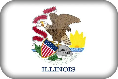 3D Vector Flag of Illinois, USA, Isolated on Transparent Background Illustrazione stock